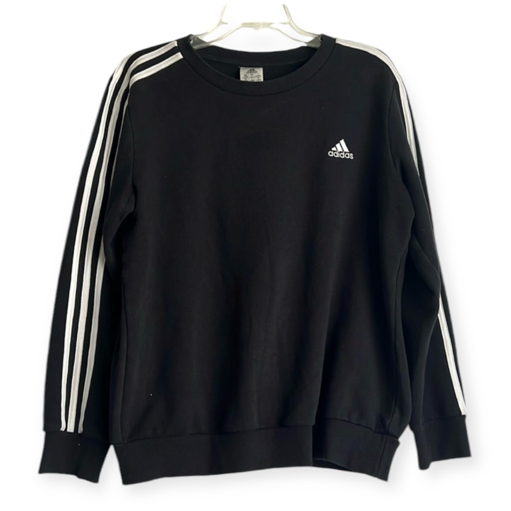 Adidas Classic 3 Stripe Black/ White Long sleeve Sweatshirt - SZ: Large